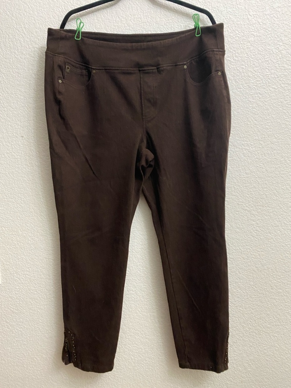 Belle by Kim Gravel Brown Pull-On Embellished Pants Women’s 20W